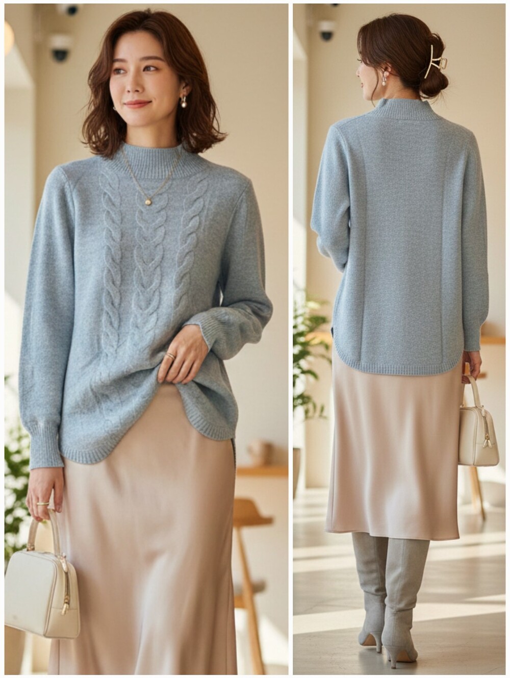 NWOT Reitmans Mock Neck Cable Knit Sweater Size XS Cottagecore Dainty Pastel